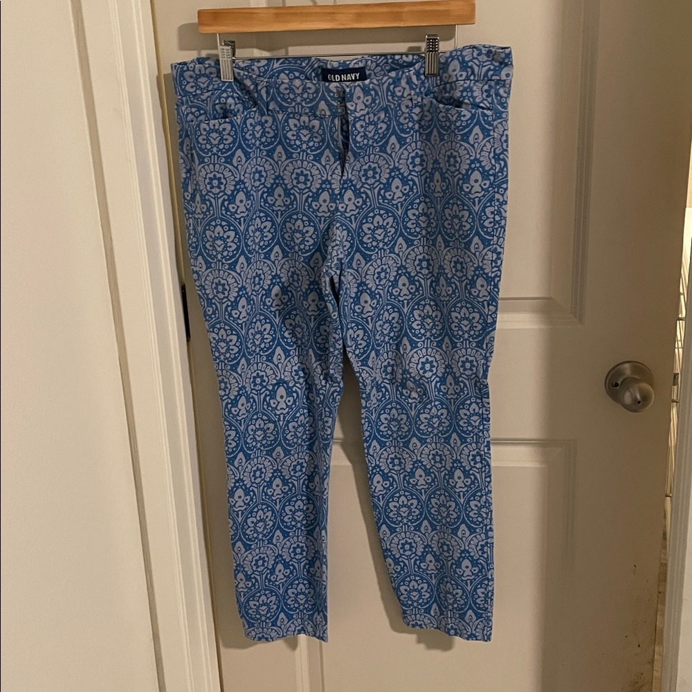 Old Navy  Blue and White Floral Pants